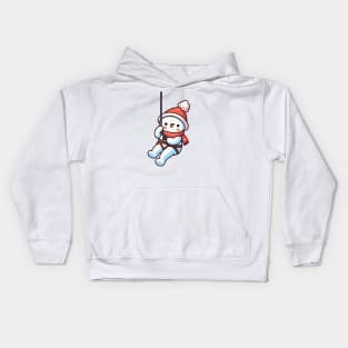 Cute snowman Abseiling Kids Hoodie